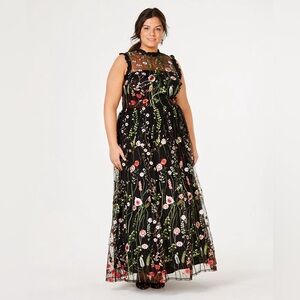City Studio Black Floral Maxi Gala Event Formal Dress
